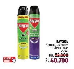 Promo Harga Baygon Insektisida Spray Silky Lavender, Citrus Fresh 750 ml - LotteMart