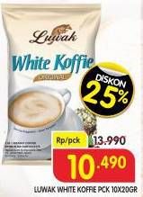 Promo Harga Luwak White Koffie per 10 sachet 20 gr - Superindo