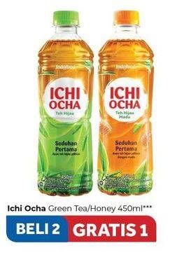 Promo Harga ICHI OCHA Minuman Teh Green Tea, Honey 450 ml - Carrefour