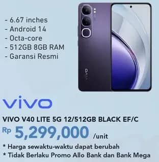 Promo Harga Vivo V40 Lite 5G  - Carrefour