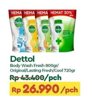 Promo Harga Dettol Body Wash Fresh, Original, Lasting Fresh, Cool 720 ml - TIP TOP