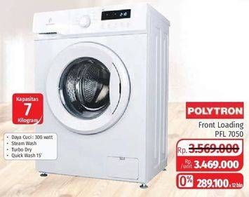 Promo Harga POLYTRON PFL 7050 Washing Machine Front Loading 7kg  - Lotte Grosir
