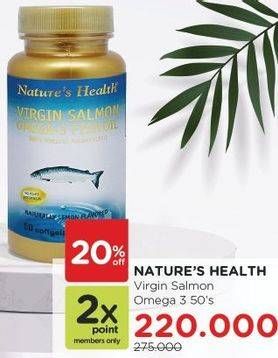 Promo Harga NATURES HEALTH Virgin Salmon Omega-3 Fish Oil 50 pcs - Watsons