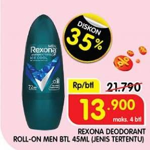 Promo Harga Rexona Men Deo Roll On 45 ml - Superindo