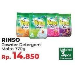 Promo Harga RINSO Molto Detergent Bubuk All Variants 770 gr - Yogya