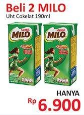 Promo Harga MILO Susu UHT Cokelat per 2 pcs 190 ml - Alfamidi