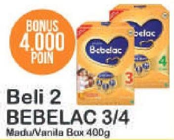 Promo Harga BEBELAC 3 / 4 Susu Pertumbuhan Madu, Vanila per 2 box 400 gr - Alfamart