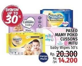 Promo Harga PASEO/MAMY POKO/CUSSONS/MITU Baby Wipes  - LotteMart