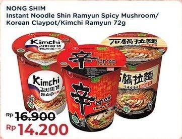 Promo Harga Nongshim Noodle Shin Ramyun Spicy Mushroom, Korean Clay Pot Ramyun, Kimchi Ramyun 70 gr - Indomaret
