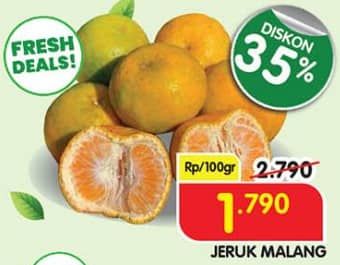 Jeruk Malang per 100 gr Diskon 35%, Harga Promo Rp1.790, Harga Normal Rp2.790