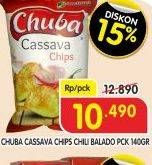 Promo Harga CHUBA Cassava Chips Sambal Balado 140 gr - Superindo