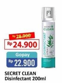 Promo Harga SECRET CLEAN  Eucalyptus Disinfectant Spray 200 ml - Alfamart