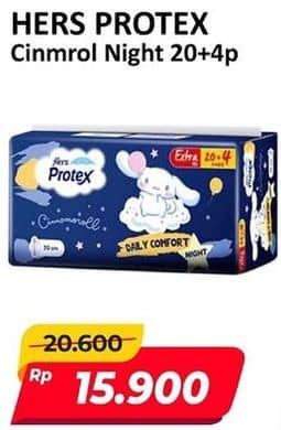 Promo Harga Hers Protex Comfort Night 24 pcs - Alfamart
