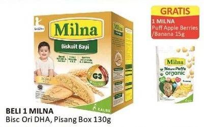 Promo Harga Milna Biskuit Bayi 6+ Pisang, Original 130 gr - Alfamart