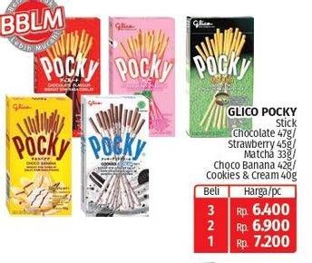 Promo Harga Glico Pocky Stick Chocolate Flavour, Strawberry Flavour, Matcha, Choco Banana, Cookies Cream 33 gr - Lotte Grosir