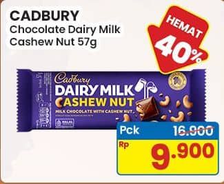 Promo Harga Cadbury Dairy Milk Cashew Nut 62 gr - Indomaret