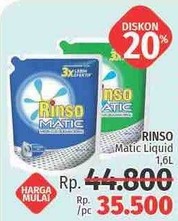 Promo Harga RINSO Detergent Matic Liquid 1600 ml - LotteMart