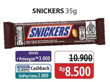 Promo Harga Snickers Chocolate 35 gr - Alfamidi