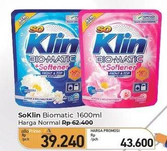 Promo Harga So Klin Biomatic Liquid Detergent 1600 ml - Carrefour