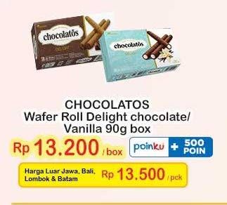 Promo Harga Chocolatos Delight Wafer Stick Cokelat, Vanila 90 gr - Indomaret