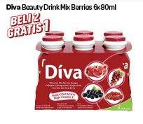 Promo Harga DIVA Minuman Collagen High Vit. E Mix Berries per 6 botol 80 ml - Carrefour
