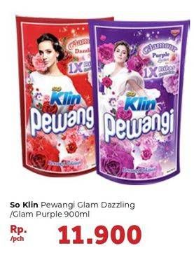 Promo Harga SO KLIN Pewangi Sekali Bilas Glamour Dazzling, Glamour Purple 900 ml - Carrefour