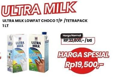 Promo Harga Ultra Milk Susu UHT Low Fat Coklat, Low Fat Full Cream 1000 ml - Carrefour