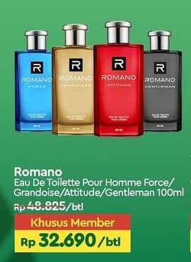 Promo Harga Romano Eau De Cologne Force, Grandiose, Attitude, Gentleman 100 ml - TIP TOP