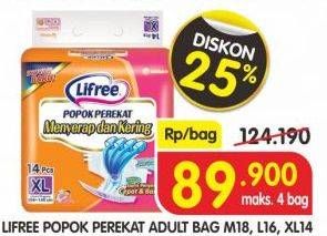 Promo Harga Lifree Popok Perekat Menyerap dan Kering M18, L16, XL14  - Superindo