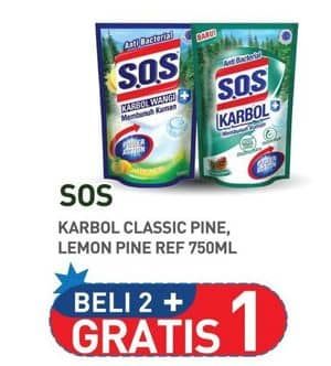 Promo Harga SOS Karbol Wangi Classic Pine, Lemon Pine 750 ml - Hypermart