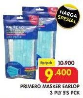 Promo Harga PRIMERO Protective Mask Earloop  5 pcs - Superindo