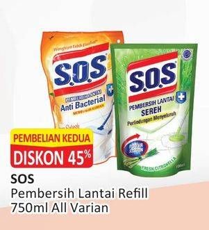 Promo Harga SOS Pembersih Lantai All Variants 750 ml - Alfamart
