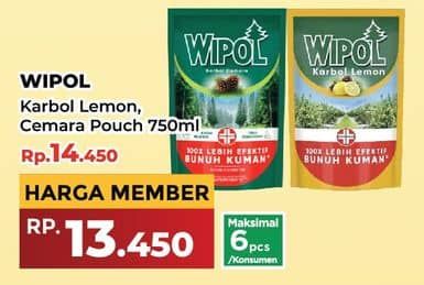 Promo Harga Wipol Karbol Wangi Lemon, Cemara 750 ml - Yogya