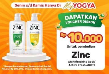 Promo Harga Zinc Shampoo Refreshing Cool, Active Fresh Lemon 680 ml - Yogya