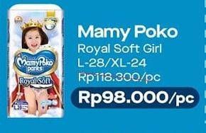 Promo Harga Mamy Poko Pants Royal Soft L28, XL24  - Alfamart