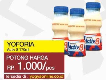Promo Harga YOFORIA Fermented Milk Drink Activ8 170 ml - Yogya