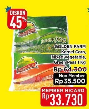 Promo Harga Golden Farm Kernel Corn/Mixed Vegetable/Green Peas  - Hypermart