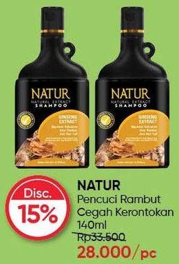 Promo Harga NATUR Shampoo Ginseng Extract Anti Hair Fall 140 ml - Guardian
