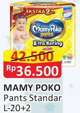 Promo Harga Mamy Poko Pants Xtra Kering L20+2 22 pcs - Alfamart