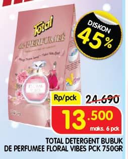 Promo Harga Total Detergent Powder de Perfumee 750 gr - Superindo