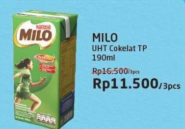 Promo Harga MILO Susu UHT Cokelat per 3 pcs - Alfamart