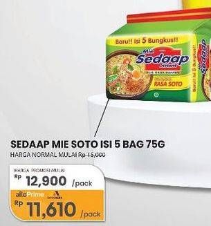 Promo Harga Sedaap Mie Kuah Soto per 5 pcs 75 gr - Carrefour