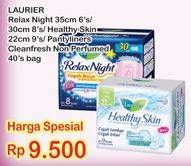 Promo Harga LAURIER Relax Night 35cm / Healthy Skin Day Wing 22cm / Pantyliners Cleanfresh Non Perfume 40s  - Indomaret