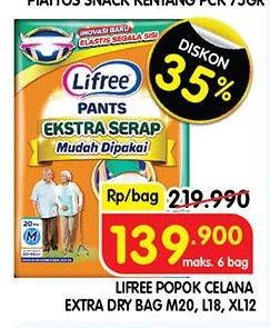 Promo Harga Lifree Popok Celana Ekstra Serap L16, M20, XL12 12 pcs - Superindo