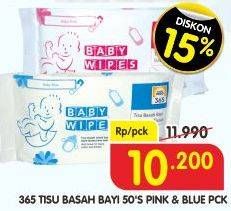 Promo Harga 365 Tisu Basah Bayi Blue, Pink 50 pcs - Superindo