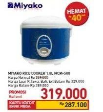 Promo Harga MIYAKO MCM-508 Magic Warmer Plus 1.8 liter 1800 ml - Carrefour