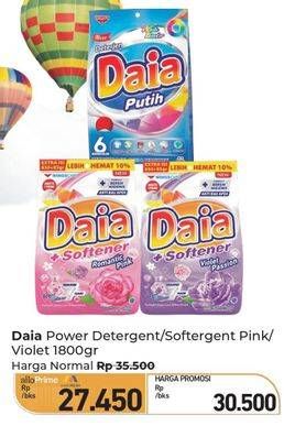 Promo Harga Daia Deterjen Bubuk Putih, + Softener Pink, + Softener Violet 1800 gr - Carrefour