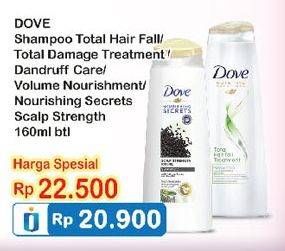 Promo Harga DOVE Shampoo Total Hair Fall, Total Damage, Volume Nourishment, Nourishing Secrets, Scalp Strenght 160 ml - Indomaret