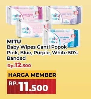 Promo Harga Mitu Baby Wipes Ganti Popok Blue Charming Lily, Pink Sweet Rose, Purple Playful Fressia, White Lively Vanilla 50 pcs - Yogya