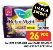 Promo Harga Laurier Relax Night Gathers 35cm 16 pcs - Superindo